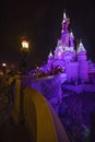 Disneyland Paris, France, November 2018: Sleeping Beauty`s Castle at night Royalty Free Stock Photo