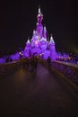 Disneyland Paris, France, November 2018: Sleeping Beauty`s Castle at night Royalty Free Stock Photo