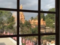 Disneyland view from window of Mark Twain of Thunder Mountain