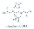 Disodium edetate disodium EDTA drug molecule. Skeletal formula.