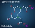 Disodium EDTA, edetate disodium,  disodium edetate,  molecule. It is diamine, is polyvalent chelating agent used to treat Royalty Free Stock Photo