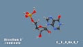 Disodium 5'-inosinate of C10H11N4Na2O8P 3D Conformer Food additive E631. Isolated background