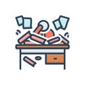 Color illustration icon for Disorganized, haphazard and scrappy