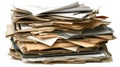 A disorganized stack of papers and files, suggesting work or administrative tasks Royalty Free Stock Photo