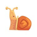 Disoriented funny snail, cute comic mollusk character cartoon vector Illustration
