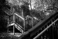 Black and White Stair Case leading up hillside. Perspective fine art Royalty Free Stock Photo