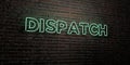 DISPATCH -Realistic Neon Sign on Brick Wall background - 3D rendered royalty free stock image