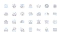 Dispatch services line icons collection. Efficiency, Promptness, Coordination, Organization, Response, Reliability