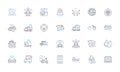 Dispatch services line icons collection. Efficiency, Promptness, Coordination, Organization, Response, Reliability Royalty Free Stock Photo