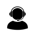 Dispatcher with headphone icon sign - vector
