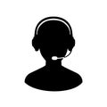 Dispatcher with headphone icon sign - vector