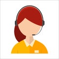 Dispatcher young smiling woman talking headphone headset office graphics business support professional job operator