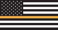 Dispatchers us flag. Black and white US Flag with yellow line. Royalty Free Stock Photo
