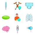 Dispensary icons set, cartoon style