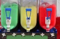 dispenser of Shave ice with colored syrup Royalty Free Stock Photo