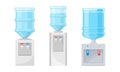 Dispenser or Water Cooler with Drinking Purified Water Vector Set