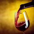 Dispensing red wine from a bottle