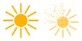 Dispersed Dotted and Original Sun Icon Royalty Free Stock Photo