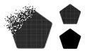 Dispersed Dotted Rounded Pentagon Icon with Halftone Version