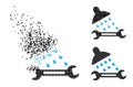 Fragmented and Halftone Pixel Shower Plumbing Icon