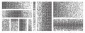 Dispersed elements. Pixelated squares, destruction on fragments. Flat black dispersion element, pixel disintegration