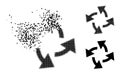 Dispersed and Halftone Dot Centrifugal Arrows Glyph