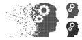 Dispersed Pixel Halftone Brain Gears Icon