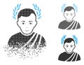 Dispersed Pixel Halftone Caesar Wreath Icon with Face