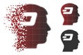 Dispersed Pixel Halftone Dash Brain Icon