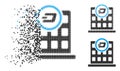 Dispersed Pixel Halftone Dash Corporation Building Icon