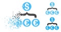 Dispersed Pixelated Halftone Euro Dollar Conversion Aggregator Icon