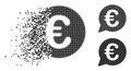 Dispersed Pixelated Halftone Euro Message Bubble Icon