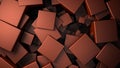 displace 3d metallic satinated copper cubes background