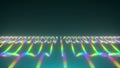 Displacement of neon wavy lines, computer generated. 3d rendering rainbow background