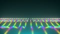 Displacement of neon wavy lines, computer generated. 3d rendering rainbow background