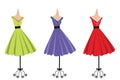 Display of 3 retro dresses