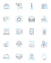 Display ads linear icons set. Advertising, Promotion, Banners, Images, Graphics, Communication, Marketing line vector