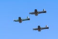 Three acrobatic planes fly at half speed. Royalty Free Stock Photo