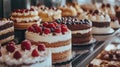 A display of assorted cakes and pastries in a bakery showcase Royalty Free Stock Photo