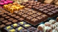 Display of assorted chocolates and truffles at a chocolatier shop Royalty Free Stock Photo