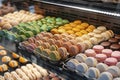 A display of assorted colored macaroons Royalty Free Stock Photo