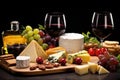 display of assorted gourmet cheeses for wine pairing