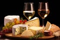 display of assorted gourmet cheeses for wine pairing