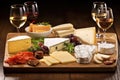 display of assorted gourmet cheeses for wine pairing