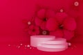 Display background for Cosmetic product presentation. Empty showcase, 3d rendering, flower paper