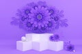 Display background for Cosmetic product presentation. Empty showcase, 3d rendering, flower paper.