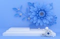 Display background for Cosmetic product presentation. Empty showcase, 3d rendering, flower paper.