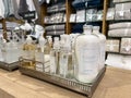 A display of bathroom toiletries for sale at a Pottery Barn Retail Store in Orlando, Florida Royalty Free Stock Photo