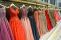 A Row of Elegant Dresses in a Bridal Shop