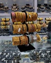 Display of beautiful jewellery in the shop indian design